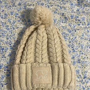 Ivory Ella Cream Cable Knit Pom-Pom Hat